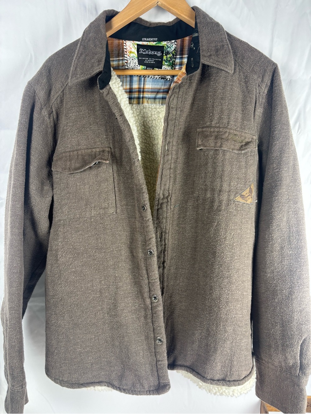 Vintage Billabong Brown Sherpa-Lined Shirt Jacket